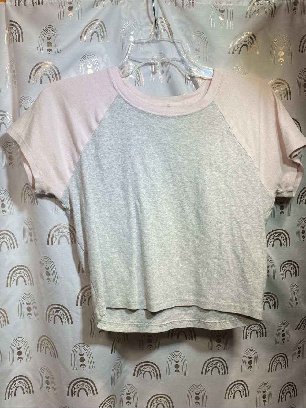 Hollister Girls Raglan Tee - Light Pink & Heather Gray